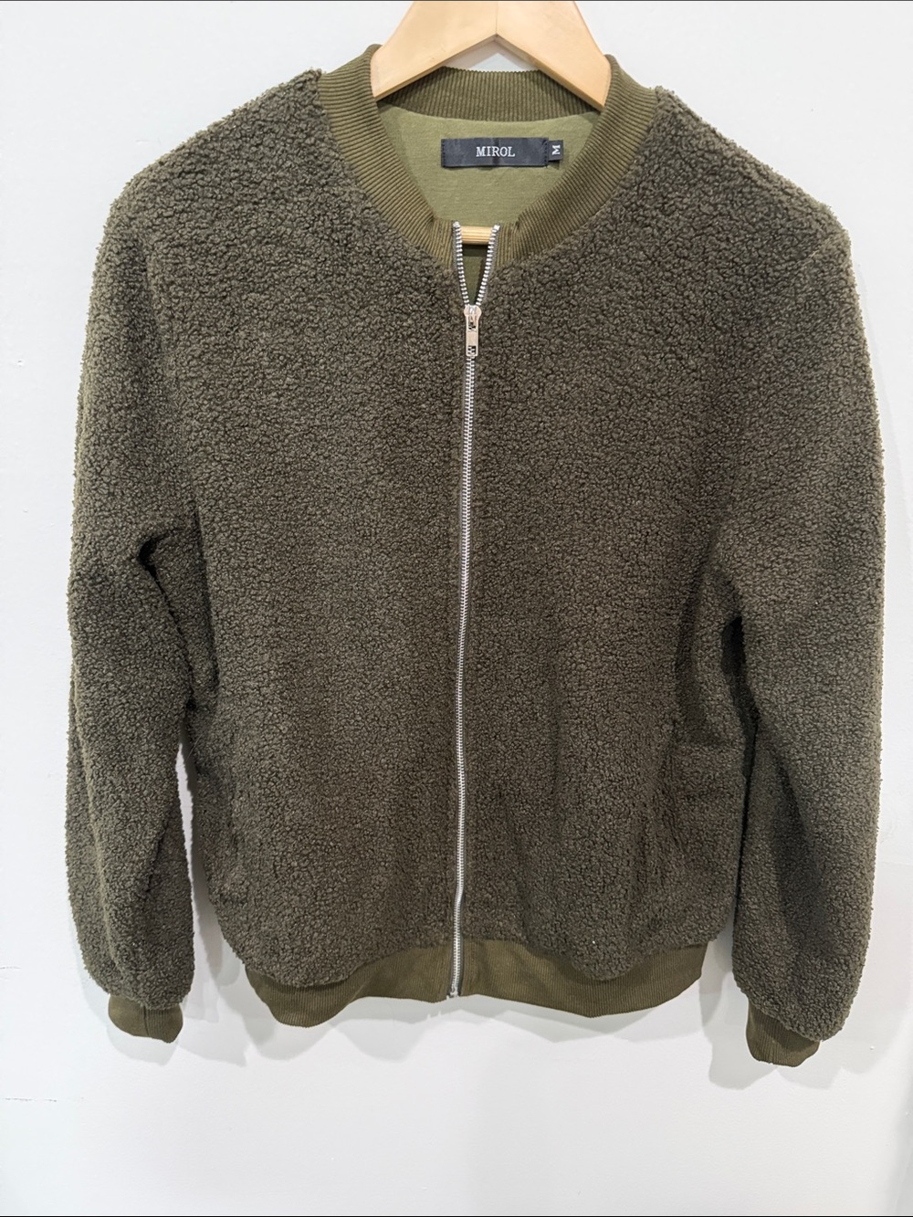 Olive Sherpa Bomber Jacket - Women